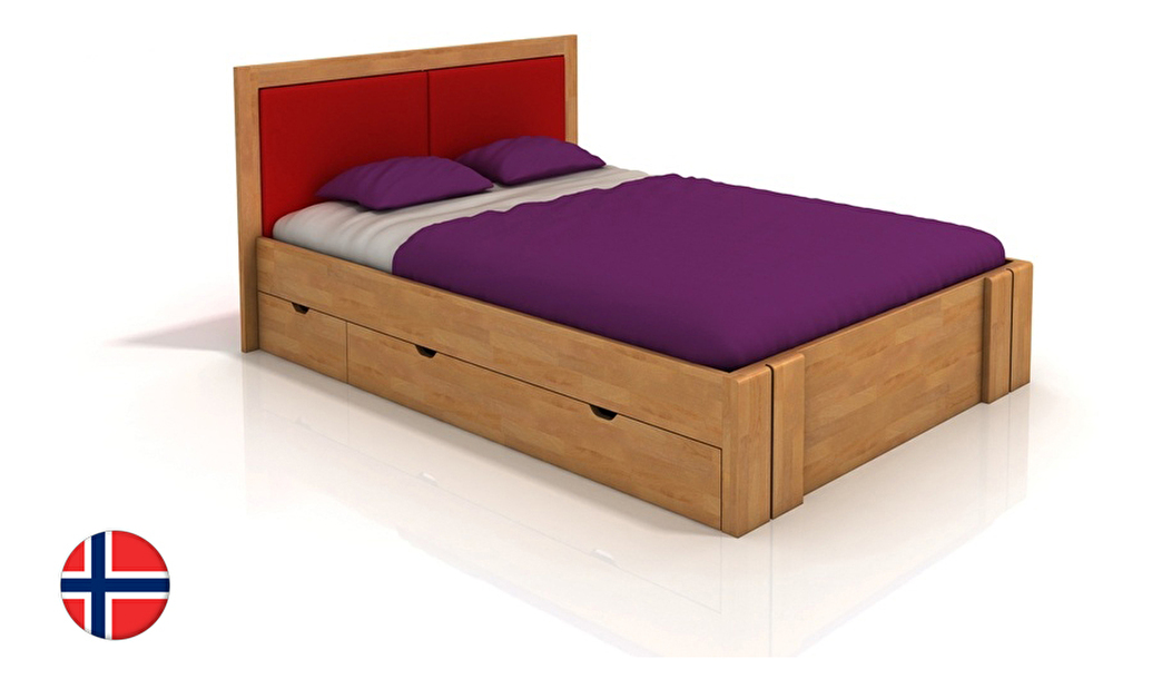 Jednolôžková posteľ 120 cm Naturlig Manglerud High Drawers (buk) (s roštom)