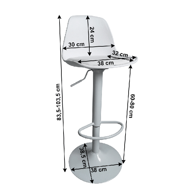 Scaun tip bar Dobie (alb)