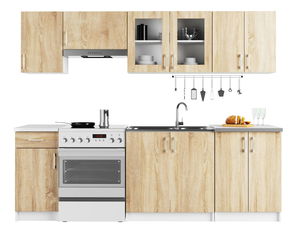 Konyha 240 cm Lula TYP2 B (fehér + tölgy sonoma)