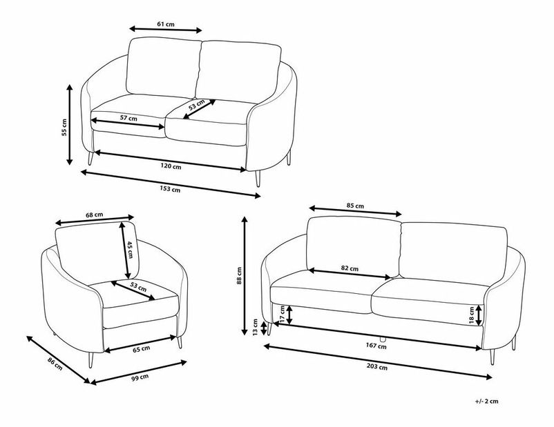 Sedacia súprava 3+2+1 Tertius (zelená) 
