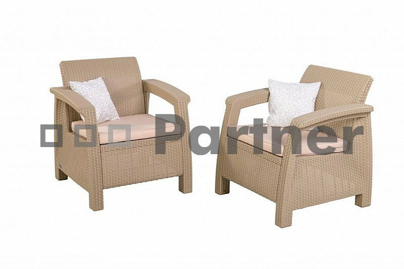 Záhradný nábytok Corfu Duo piesková 0+2 (umelý ratan)
