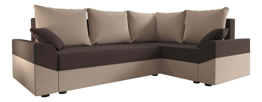 Rohová sedacia súprava Dusk Plus (béžová + tmavohnedá) (P)