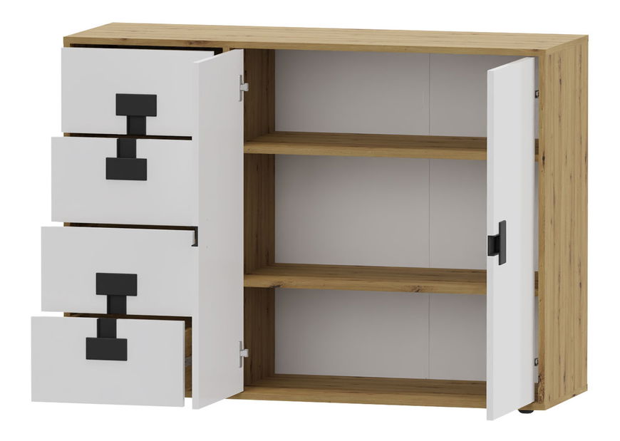 Mobilier cameră studenți Marcel II (stejar artisan + gri lucios)