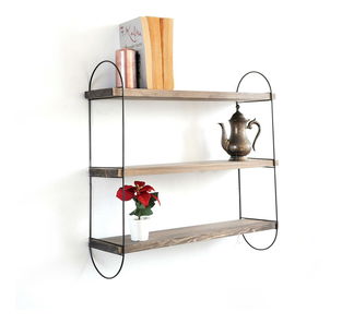 Dekorativna zidna polica Duvelo 4 (orah + crna)