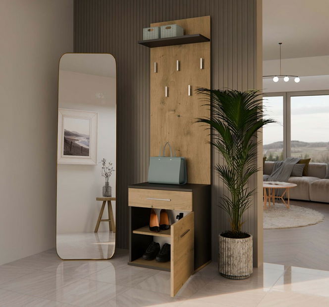 Set mobilier hol Dialogos 2 (antracit + stejar artisan)