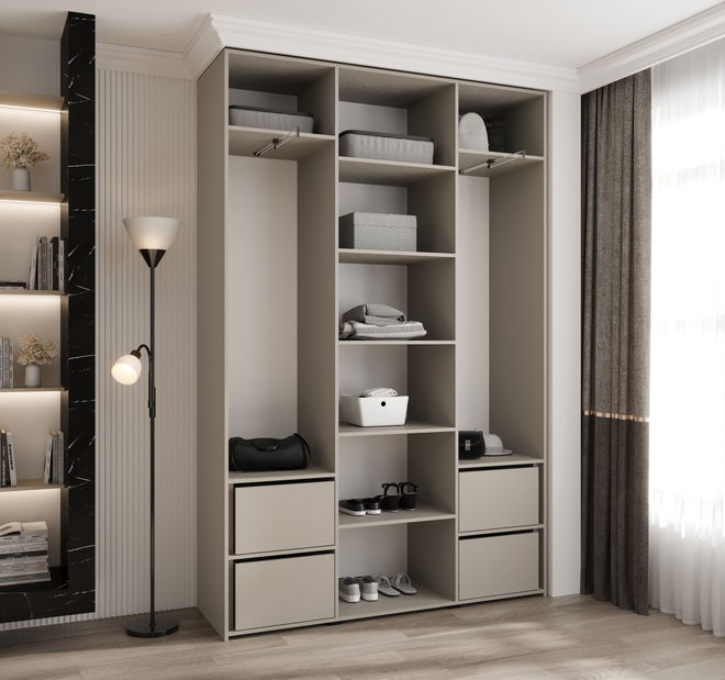 Ormar za garderobu 160 cm Carmela 50-3 (kašmir + crna)