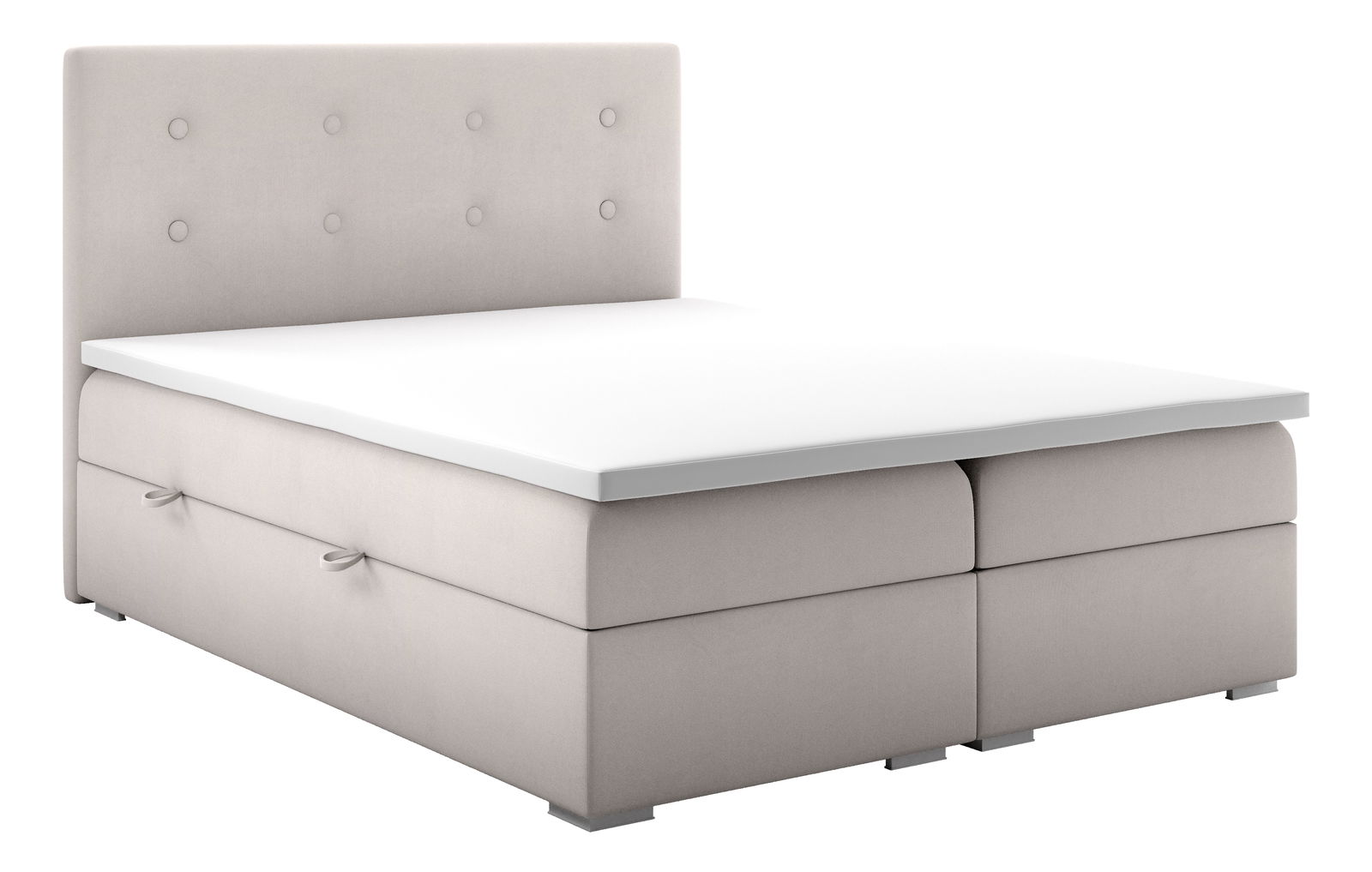Pat matrimonial Boxspring 140 cm Rinoletto (bej) (cu sp. depozitare)