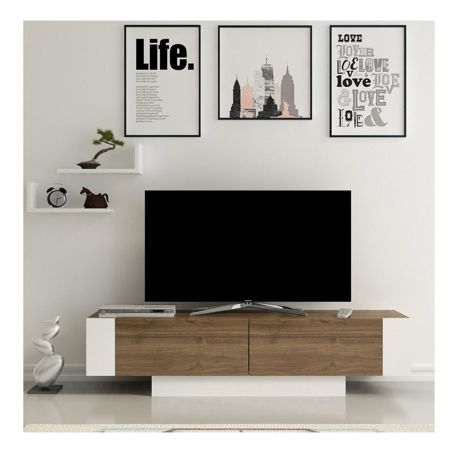 TV stolić/ormarić Metro (orah + bijela)