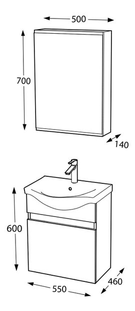 Set mobilier baie Soleile 55 (gri)