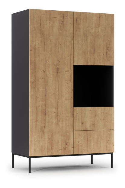 Šatníková skriňa Loyd (dub artisan + čierna matná)