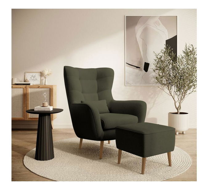 Fotoliu cu suport picioare Veneza VZ1 (măslin + fag)