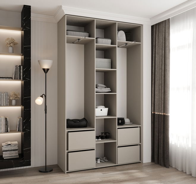 Ruhásszekrény 140 cm Carmela 50-2 (kasmír + fekete)