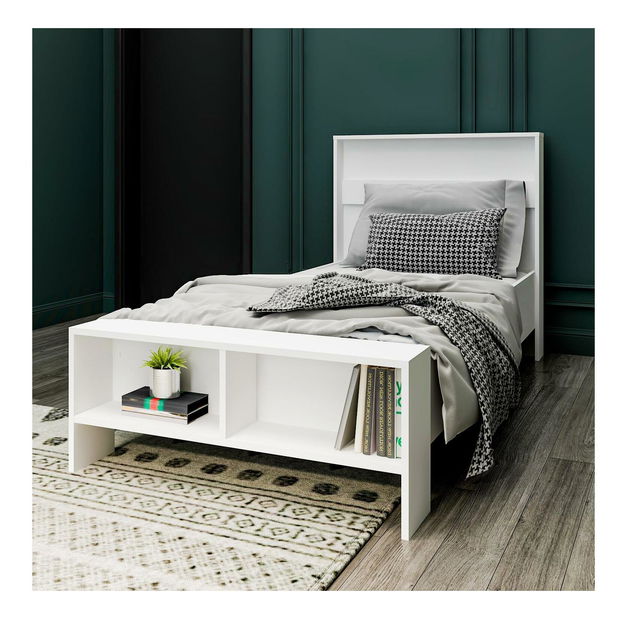 Pat de o persoană 100 cm Lopope (alb) (cu somieră)