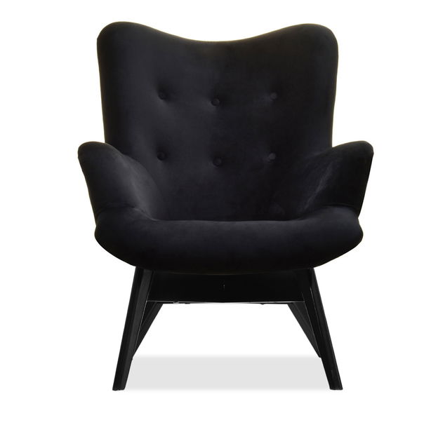 Fotoliu relax Florentino (catifea neagră + negru)