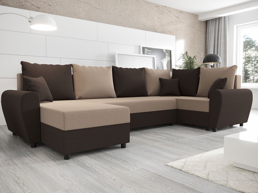 U alakú sarokkanapé Fleur Long (sötétbarna + bézs) (J)