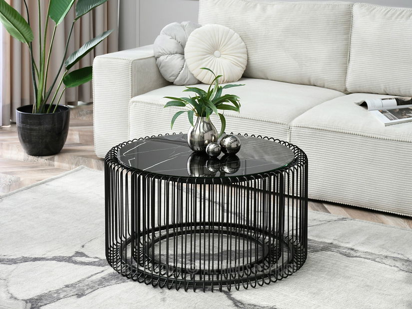 Konferenčný stolík Nils Xl (čierny mramor + čierna)