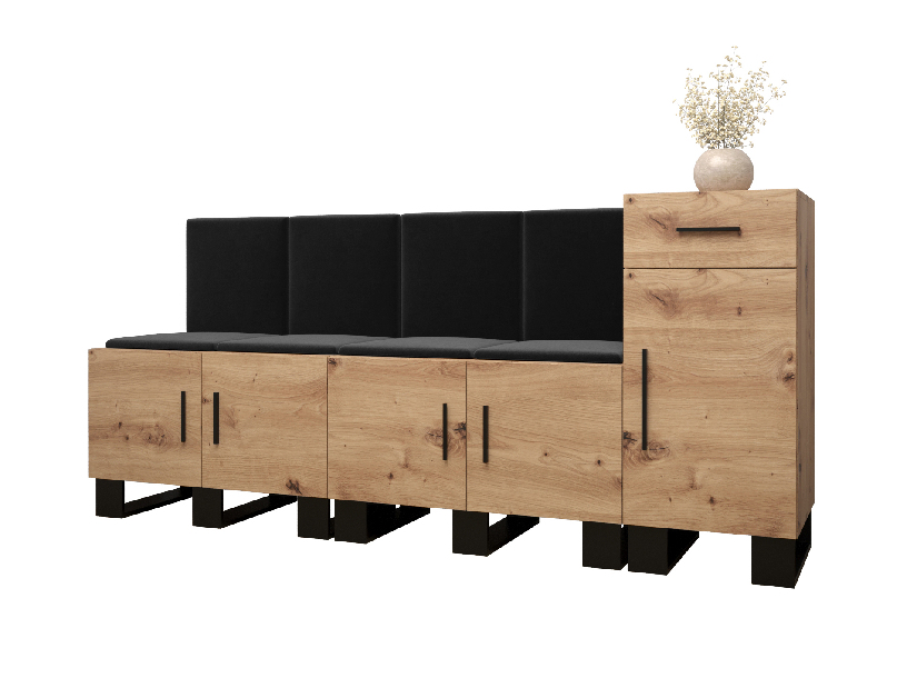 Set mobilier pentru hol Amanda 17 (Stejar artisan + Negru)