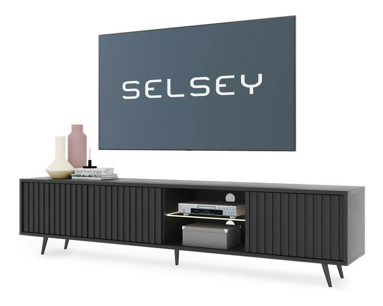 TV skrinka/stolík Biel 175 (s osvetlením) (čierna)