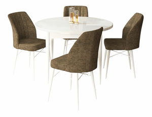 Jedálenský set Roxie (biela + hnedá) (pre 4 osoby)