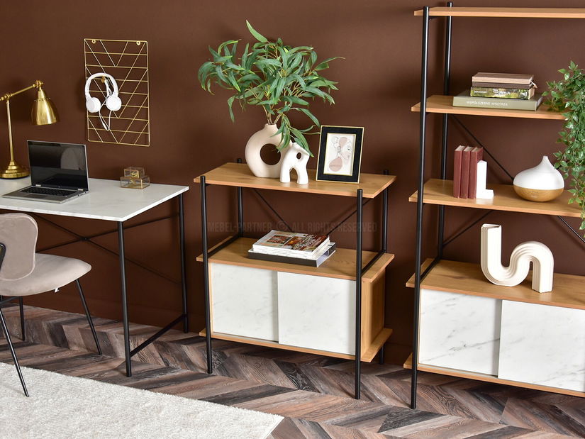 Regál Almasa A2 (biely mramor + čierna)