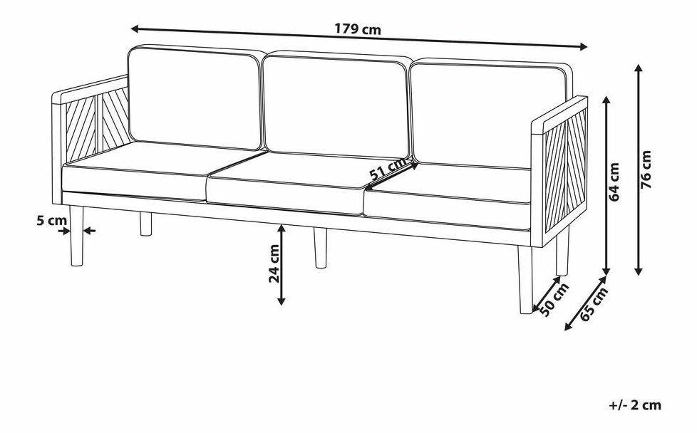 Canapea de grădină Blas (lemn deschis)