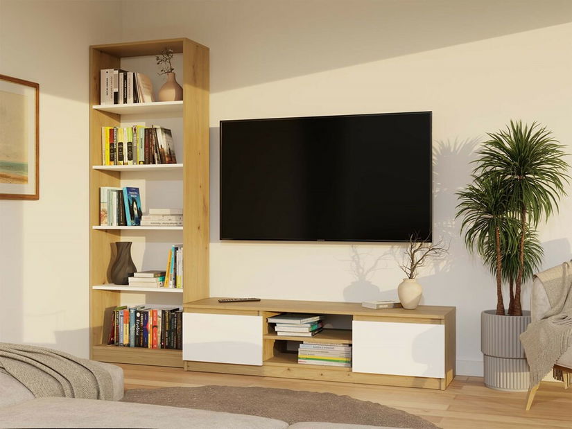 TV skrinka Musecalo 140 (dub artisan + biela)