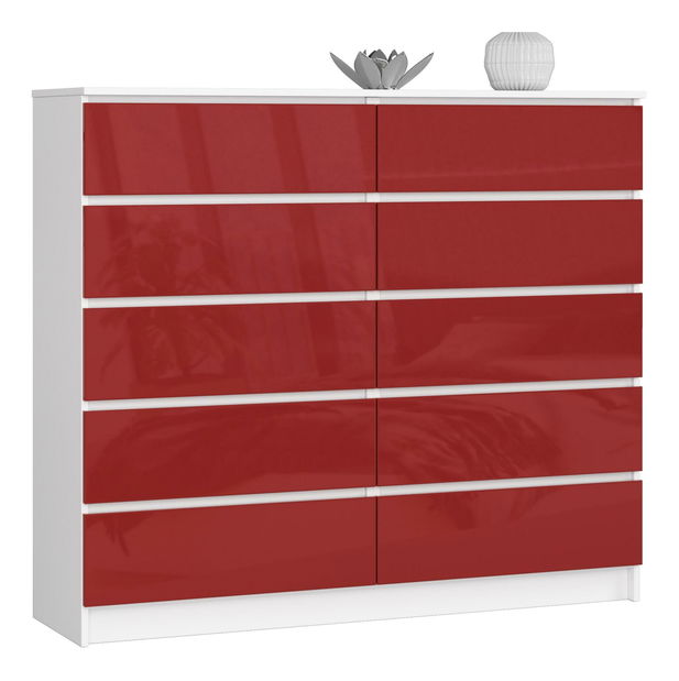 Komoda Keanu V (červená lesklá)