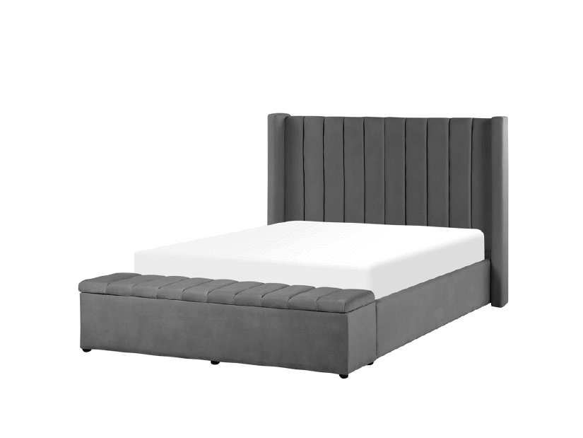 Manželská posteľ 140 cm NAIROBI (textil) (sivá) (s roštom)