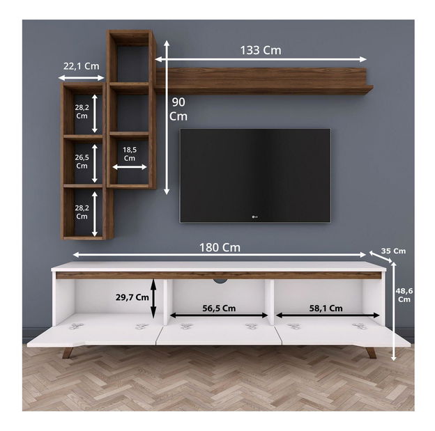 Set za dnevni boravak Mitevu 10 (bijela + orah)