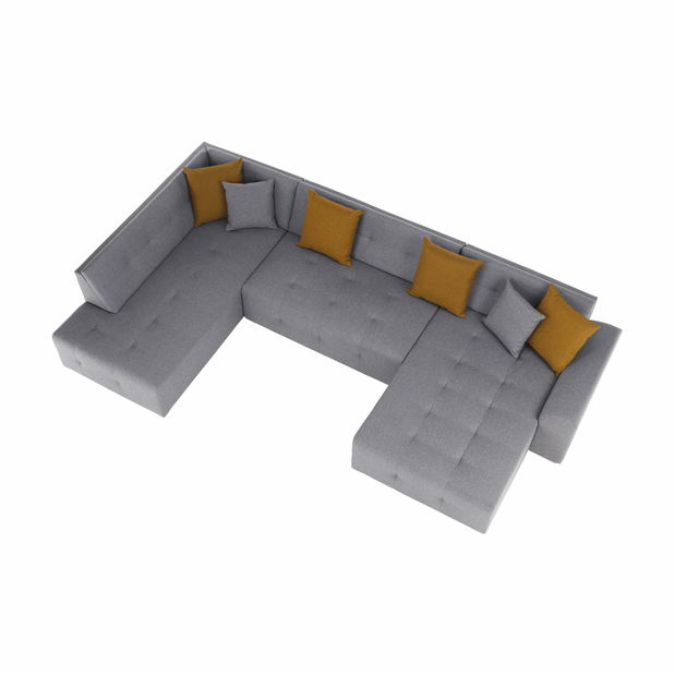 Rohová sedacia súprava Bellina (sivá + horčicová) (L)
