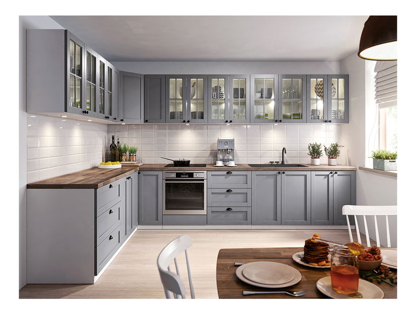 Dulap superior de bucătărie G80KS Lanaya (alb + gri mat)