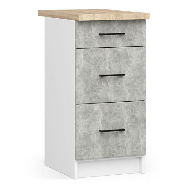 Alsó konyhaszekrény Organo 40 3S (fehér + beton)