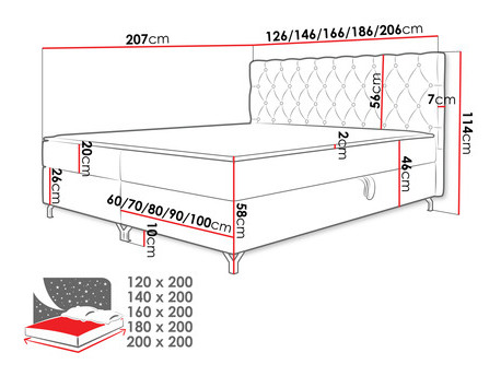 Bračni krevet 200 cm Jenaks 2 (bež) (s podnicom i madracem) (s prostorom za odlaganje)