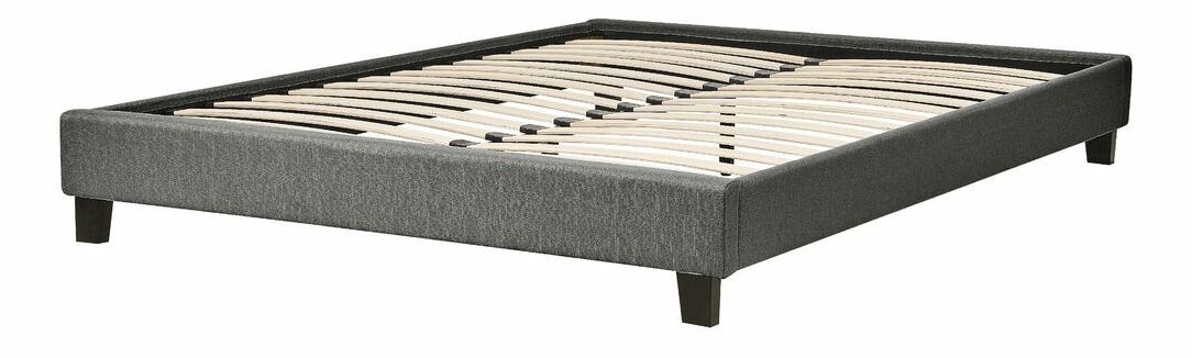 Pat matrimonial 160 cm ROXENNE (cu somieră) (gri)