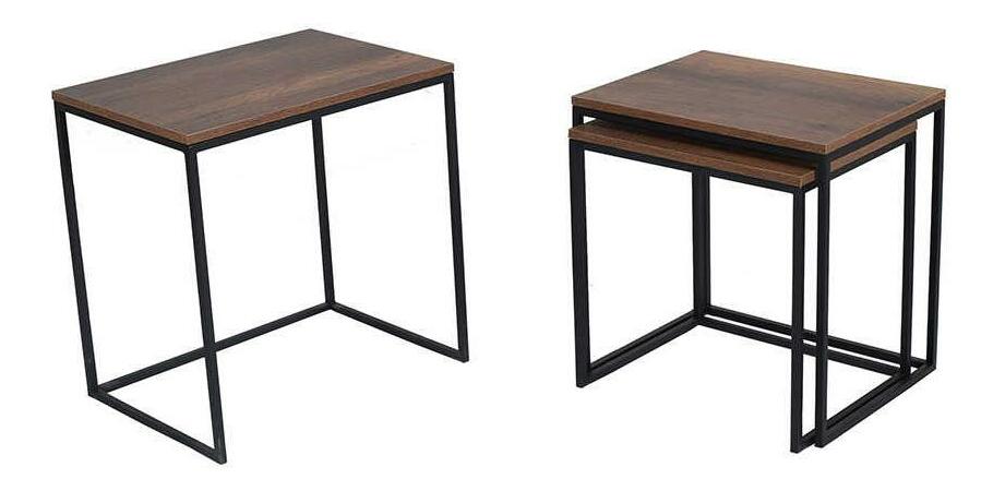 Set 3 konferenčných stolíkov Shepolendo 1 (orech + čierna)