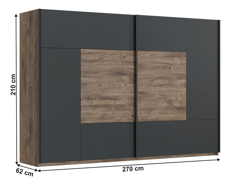 Spálňový komplet Amnezi (dub ribeck + grafit tmavý) 