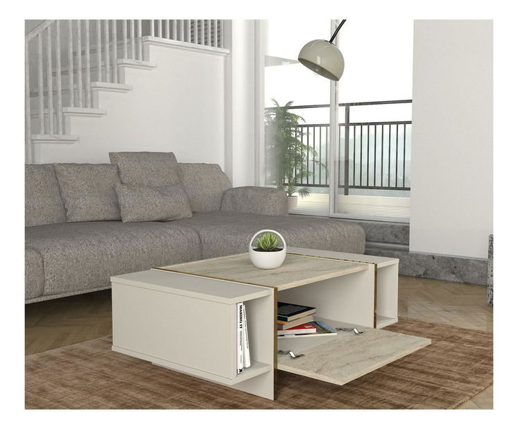 Măsuță de cafea Veya 1 (Travertin + Nisipiu) 