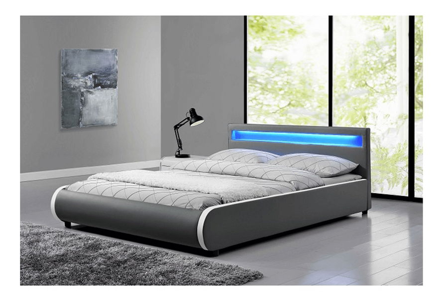 Bračni krevet 160 cm Krunt (S podnicom i rasvjetom) 