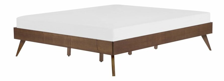 Pat matrimonial 180 cm BERRY (cu somieră) (lemn închis) *vânzare stoc