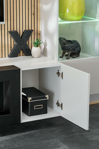 Set za dnevni boravak Xavus L-K (perla grey + hrast artisan)(s rasvjetom) (s bio kaminom)