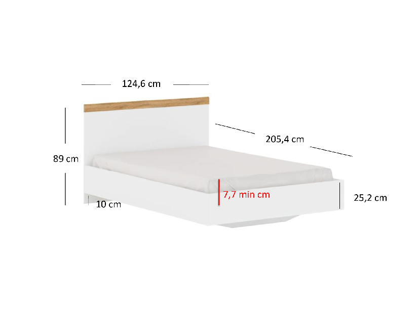 Manželská posteľ 120 cm Vina (biela + dub wotan) (bez roštu a matraca)