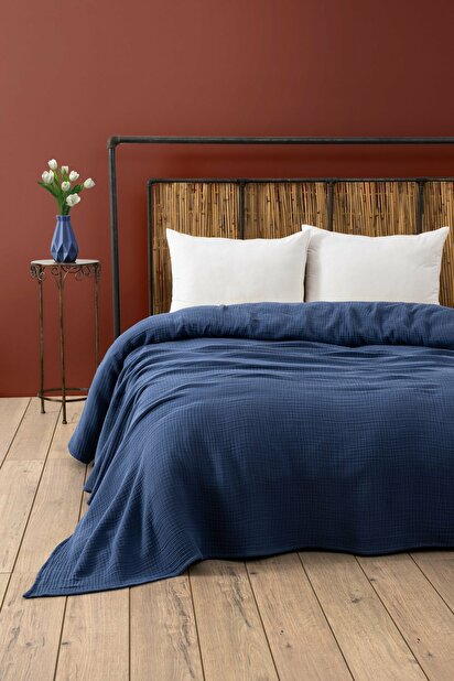 Cuvertură pentru pat 220 x 250 cm Musli (Albastru Marin)