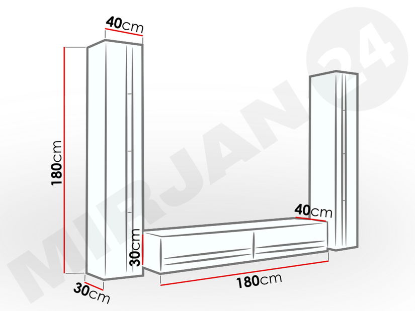 Nábytok do obývacej izby Ziggy III (čierna + čierny lesk)