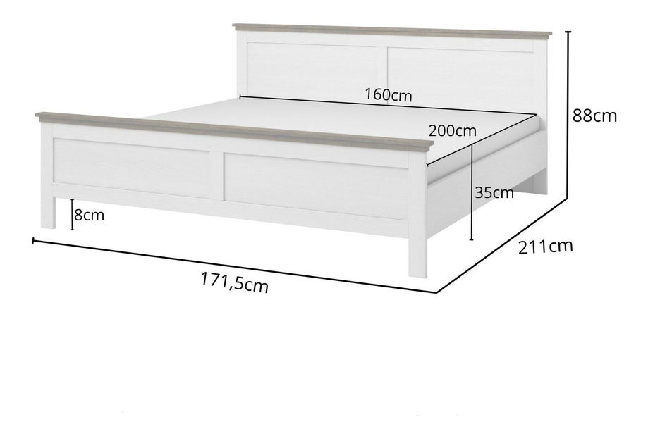 Manželská posteľ 140 cm Elvina S Typ 30 (biela + jaseň + dub lefkas)