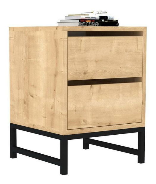 Noćni stolić Tososo (zafirov hrast + crna)