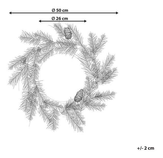 Vijenac za vrata ø 50 cm Whitney (zelena) (s rasvjetom)
