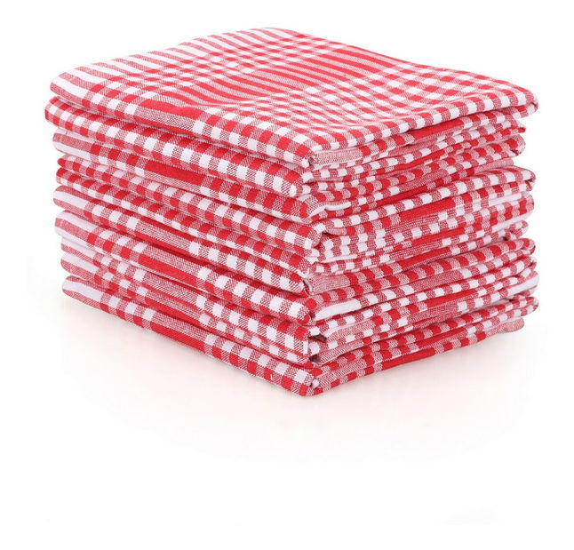 Set kuhinjskih krpa (10 kom.) Klarisa (crvena svijetla + bijela)