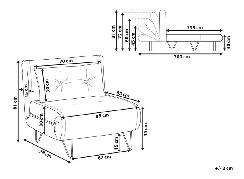 Fotelja na razvlačenje- Vignette (crna) 