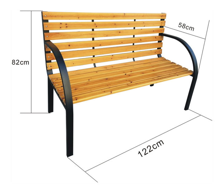 Záhradná lavička Dereck (čierna + prírodné drevo)