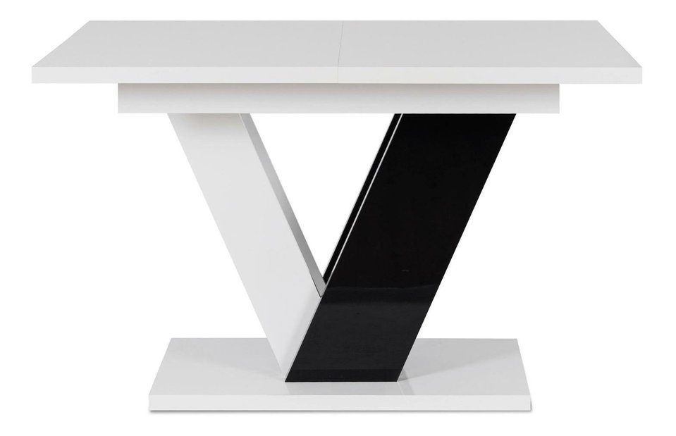 Blagovaonski stol na razvlačenje Comentado (bijeli sjaj + crni sjaj) (za 4 do 6 osoba)